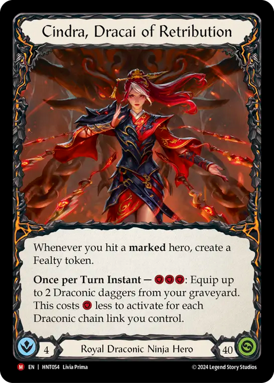 (HNT054) Flesh & Blood TCG The Hunted Single: Cindra, Dracai of Retribution (Regular)  Majestic