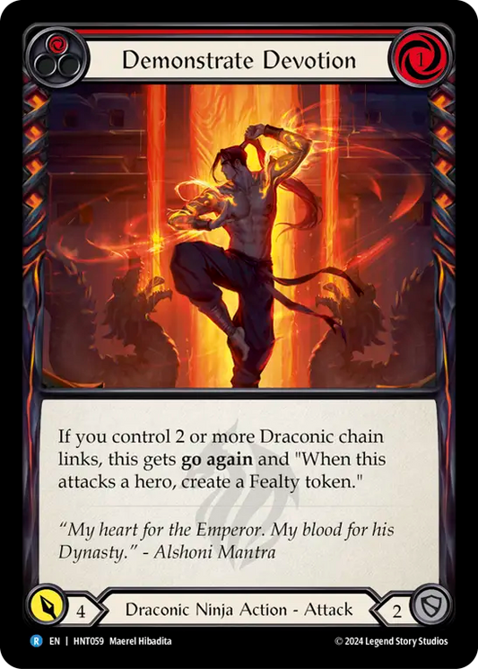 (HNT059) Flesh & Blood TCG The Hunted Single: Demonstrate Devotion (Rainbow Foil)  Rare