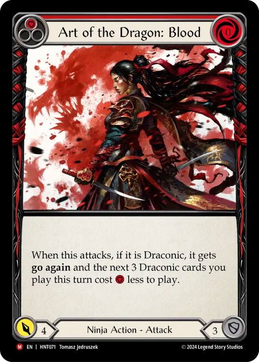 (HNT071) Flesh & Blood TCG The Hunted Single: Art of the Dragon: Blood (Rainbow Foil)  Majestic