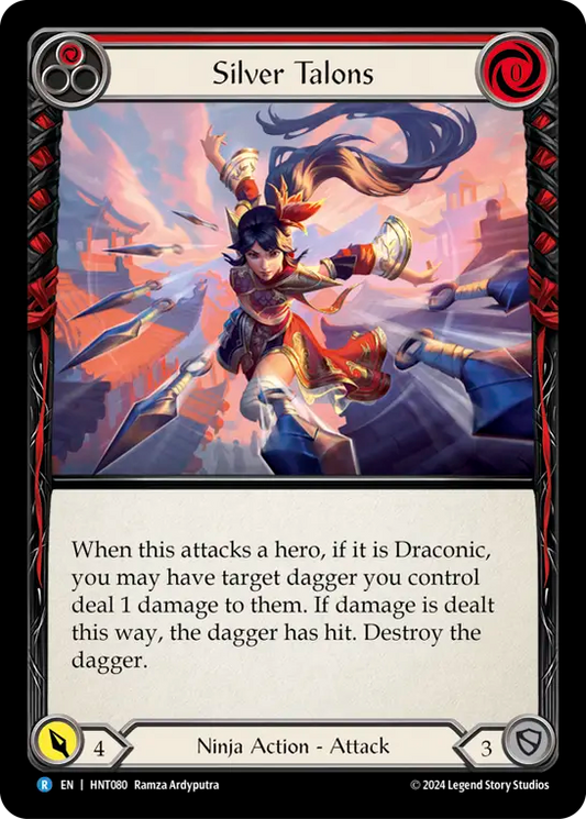 (HNT080) Flesh & Blood TCG The Hunted Single: Silver Talons (Red) (Rainbow Foil)  Rare