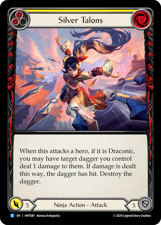 (HNT081) Flesh & Blood TCG The Hunted Single: Silver Talons (Yellow) (Regular)  Rare