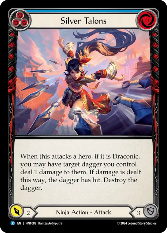 (HNT082) Flesh & Blood TCG The Hunted Single: Silver Talons (Blue) (Rainbow Foil)  Rare