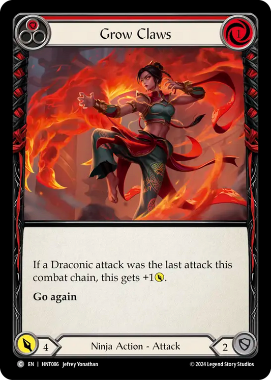 (HNT086) Flesh & Blood TCG The Hunted Single: Grow Claws (Red) (Rainbow Foil)  Common