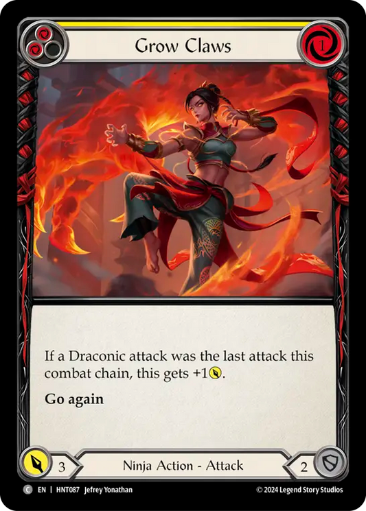 (HNT087) Flesh & Blood TCG The Hunted Single: Grow Claws (Yellow) (Regular)  Common