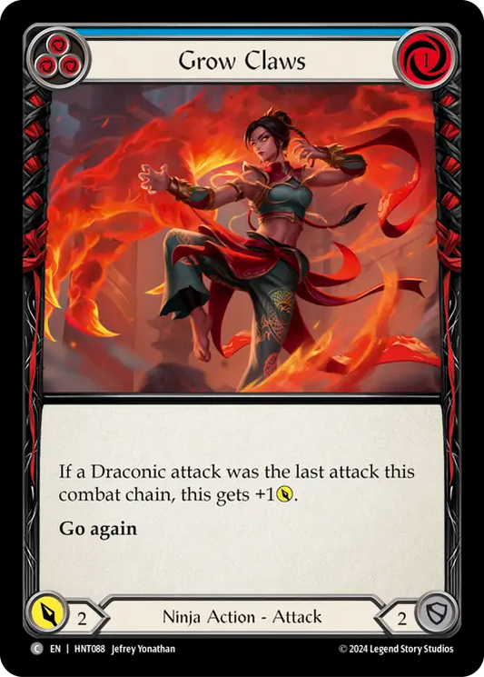 (HNT088) Flesh & Blood TCG The Hunted Single: Grow Claws (Blue) (Rainbow Foil)  Common