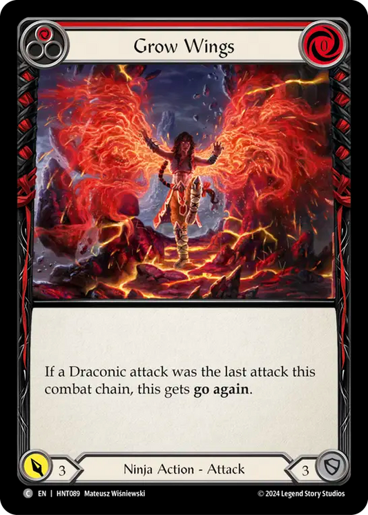 (HNT089) Flesh & Blood TCG The Hunted Single: Grow Wings (Red) (Rainbow Foil)  Common