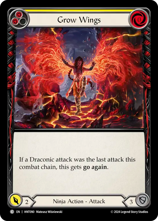 (HNT090) Flesh & Blood TCG The Hunted Single: Grow Wings (Yellow) (Rainbow Foil)  Common