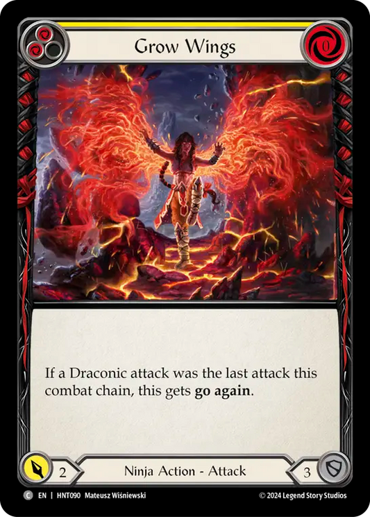 (HNT090) Flesh & Blood TCG The Hunted Single: Grow Wings (Yellow) (Rainbow Foil)  Common