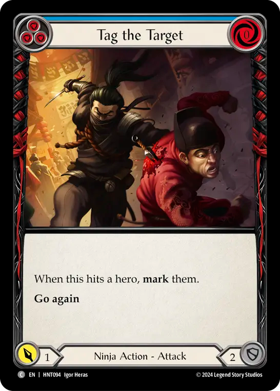 (HNT094) Flesh & Blood TCG The Hunted Single: Tag the Target (Blue) (Rainbow Foil)  Common