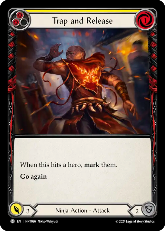 (HNT096) Flesh & Blood TCG The Hunted Single: Trap and Release (Yellow) (Rainbow Foil)  Common