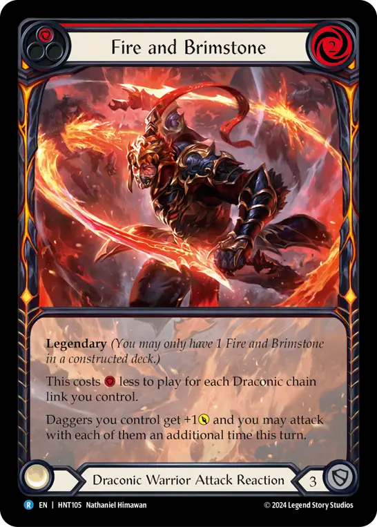 (HNT105) Flesh & Blood TCG The Hunted Single: Fire and Brimstone (Extended Art Rainbow Foil)  Rare