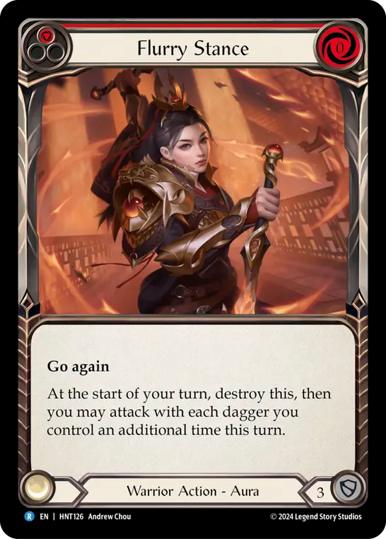 (HNT126) Flesh & Blood TCG The Hunted Single: Flurry Stance (Rainbow Foil)  Rare