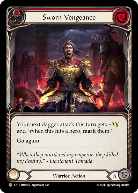 (HNT140) Flesh & Blood TCG The Hunted Single: Sworn Vengeance (Red) (Rainbow Foil)  Common