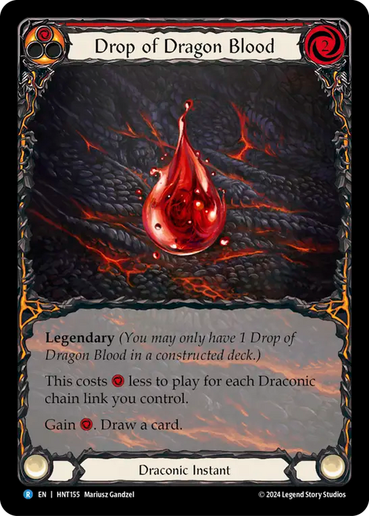 (HNT155) Flesh & Blood TCG The Hunted Single: Drop of Dragon Blood (Extended Art Rainbow Foil)  Rare