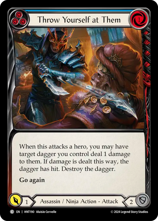(HNT190) Flesh & Blood TCG The Hunted Single: Throw Yourself at Them (Blue) (Regular)  Common