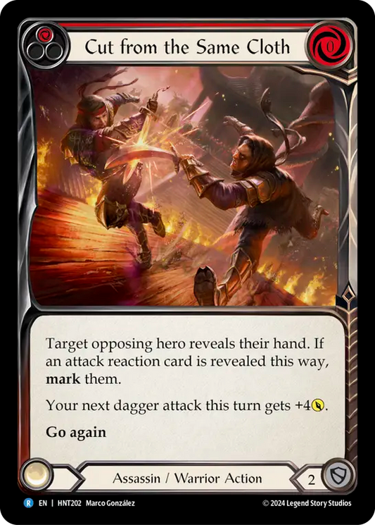 (HNT202) Flesh & Blood TCG The Hunted Single: Cut from the Same Cloth (Red) (Rainbow Foil)  Rare