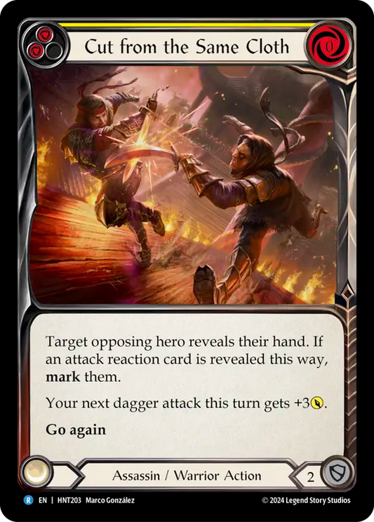 (HNT203) Flesh & Blood TCG The Hunted Single: Cut from the Same Cloth (Yellow) (Rainbow Foil)  Rare