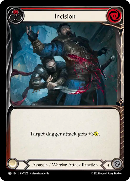 (HNT205) Flesh & Blood TCG The Hunted Single: Incision (Red) (Rainbow Foil)  Common