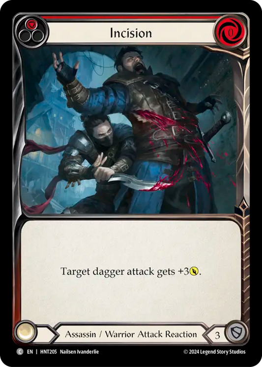 (HNT205) Flesh & Blood TCG The Hunted Single: Incision (Red) (Rainbow Foil)  Common