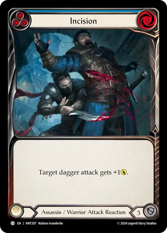 (HNT207) Flesh & Blood TCG The Hunted Single: Incision (Blue) (Rainbow Foil)  Common