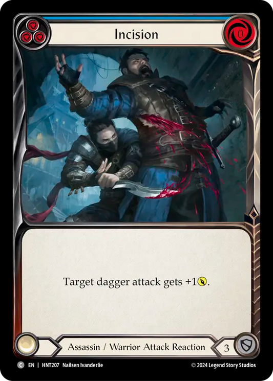 (HNT207) Flesh & Blood TCG The Hunted Single: Incision (Blue) (Rainbow Foil)  Common