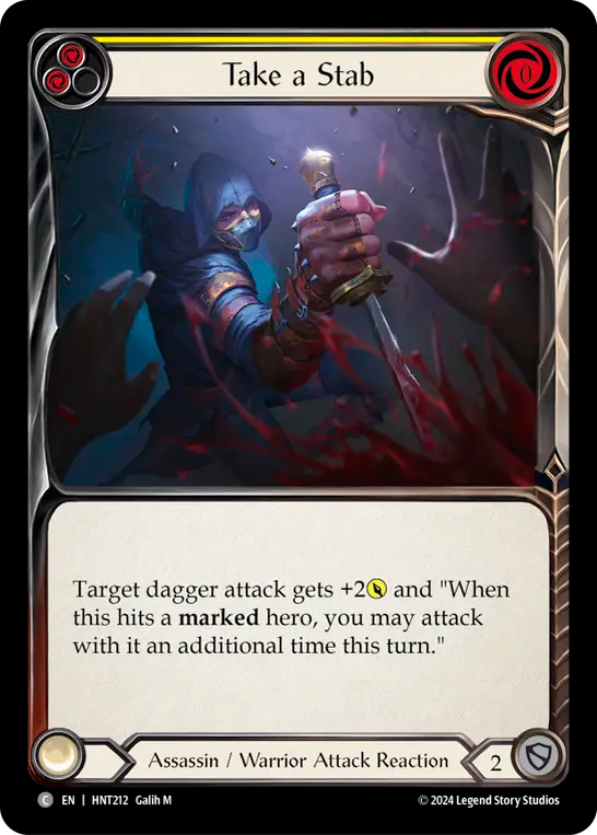 (HNT212) Flesh & Blood TCG The Hunted Single: Take a Stab (Yellow) (Rainbow Foil)  Common