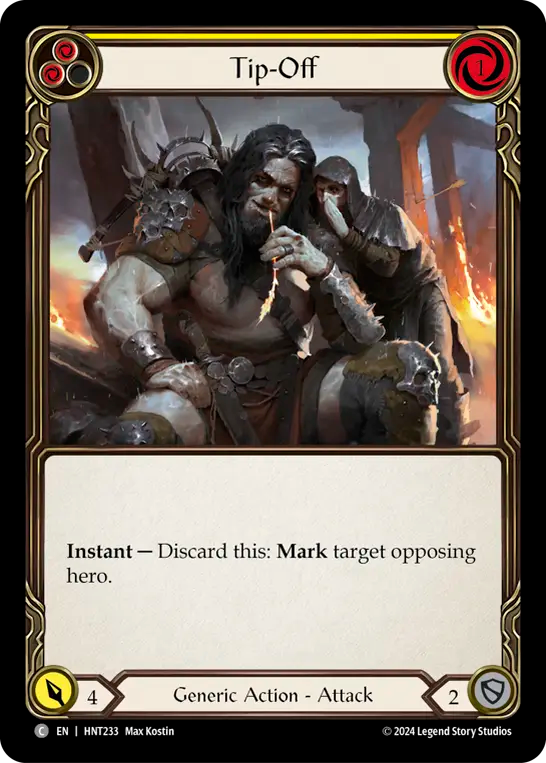 (HNT233) Flesh & Blood TCG The Hunted Single: Tip-Off (Yellow) (Rainbow Foil)  Common