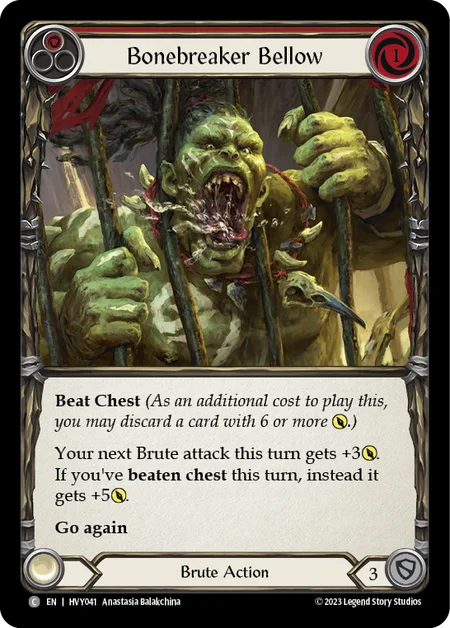 (HVY041) Flesh & Blood TCG Heavy Hitters Single: Bonebreaker Bellow (Red) (Rainbow Foil)  Common