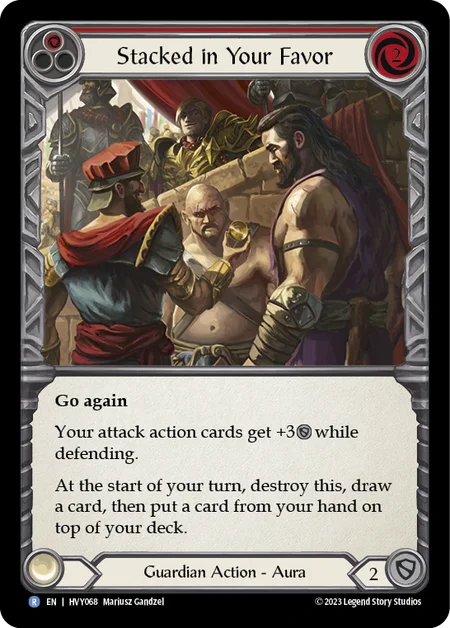 (HVY068) Flesh & Blood TCG Heavy Hitters Single: Stacked in Your Favor (Red) (Rainbow Foil)  Rare