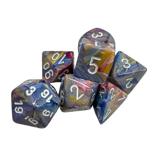 Chessex Translucent Polyhedral 7-Die Set: Festive Carousel / White