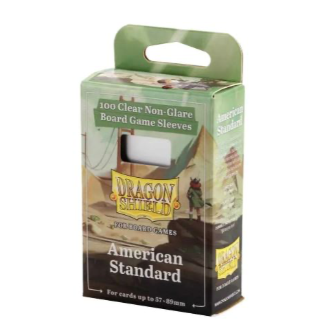 Dragon Shield 100 Clear Non-Glare Board Game Sleeves - American Standard