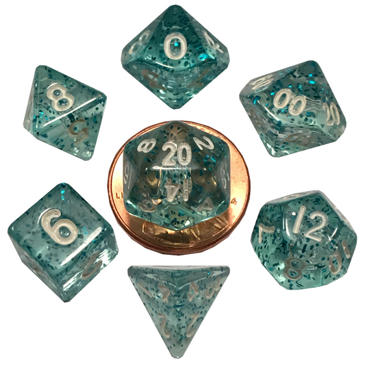 Fanroll - 10mm Mini Polyhedral Dice set - Ethereal Light Blue