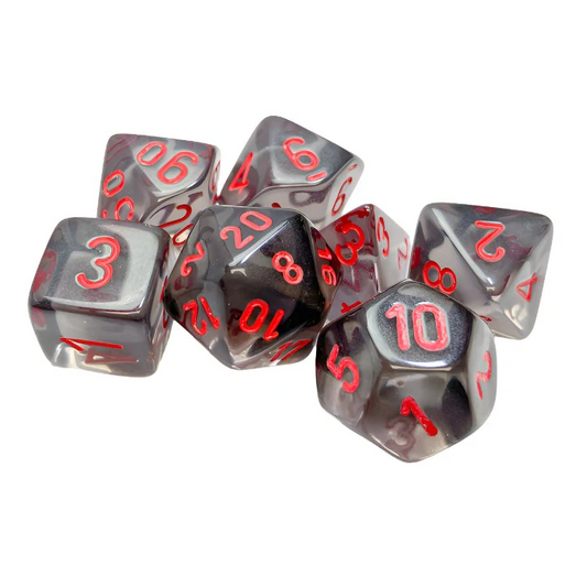 Chessex Translucent Polyhedral 7-Die Set: Velvet Black / Red