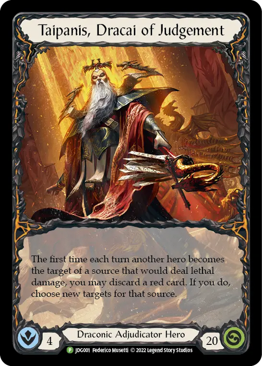 (001) Flesh & Blood TCG Judge Promos Single: Taipanis, Dracai of Judgement (Cold Foil)  Promo
