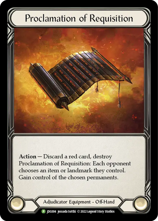 (004) Flesh & Blood TCG Judge Promos Single: Proclamation of Requisition (Rainbow Foil)  Promo