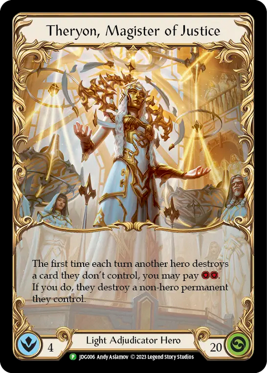(006) Flesh & Blood TCG Judge Promos Single: Theryon, Magister of Justice (Cold Foil)  Promo
