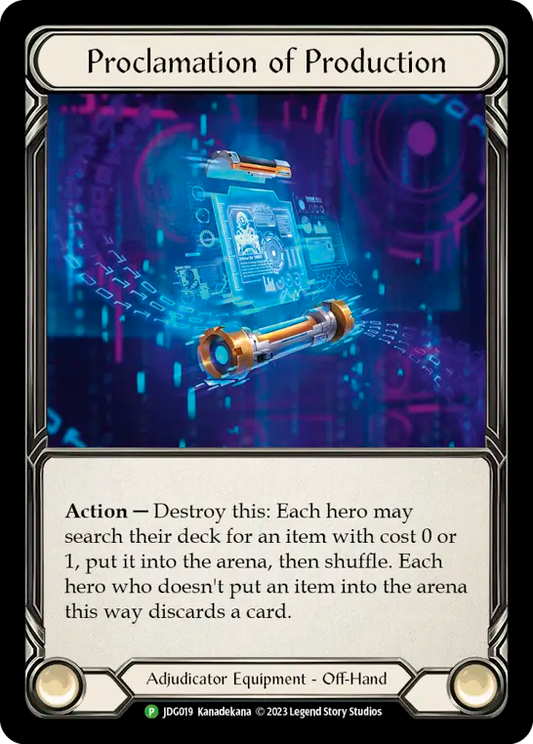 (019) Flesh & Blood TCG Judge Promos Single: Proclamation of Production (Cold Foil)  Promo