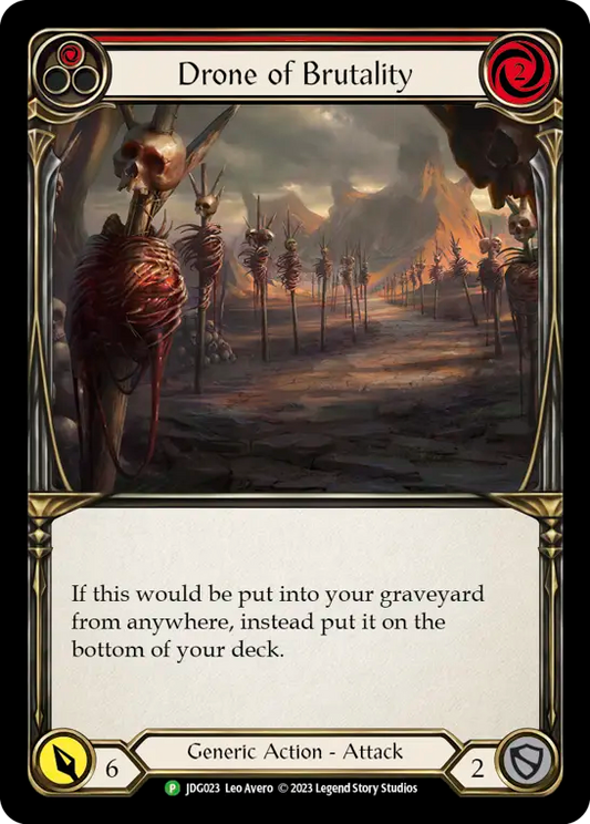 (023) Flesh & Blood TCG Judge Promos Single: Drone of Brutality (Red) (Cold Foil)  Promo