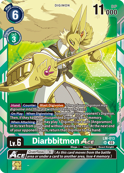 (LM-013) Digimon TCG Exceed Apocalypse Single: Diarbbitmon Ace (LM-013)  Super Rare