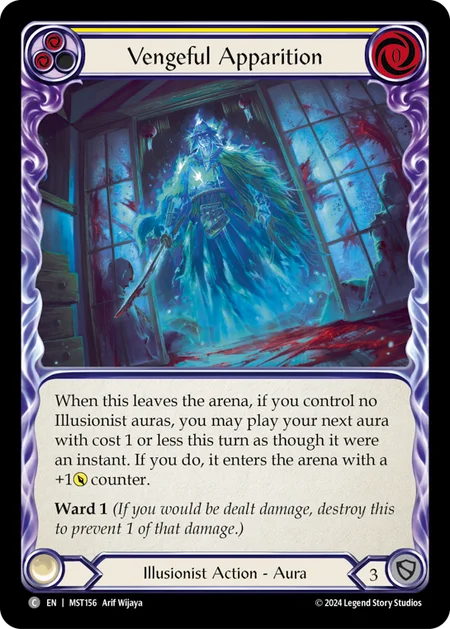 (156/237) Flesh & Blood TCG Part the Mistveil Single: Vengeful Apparition (Yellow) (Regular)  Common
