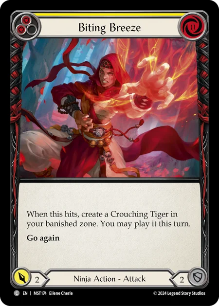 (174/237) Flesh & Blood TCG Part the Mistveil Single: Biting Breeze (Yellow) (Regular)  Common