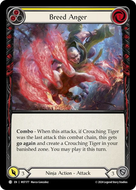(177/237) Flesh & Blood TCG Part the Mistveil Single: Breed Anger (Yellow) (Regular)  Common