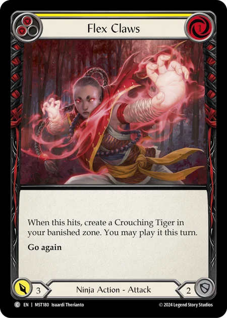 (180/237) Flesh & Blood TCG Part the Mistveil Single: Flex Claws (Yellow) (Regular)  Common