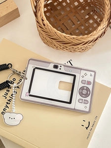 Photocard Holder: Camera Shape With Spring Lanyard & Charm: Grey