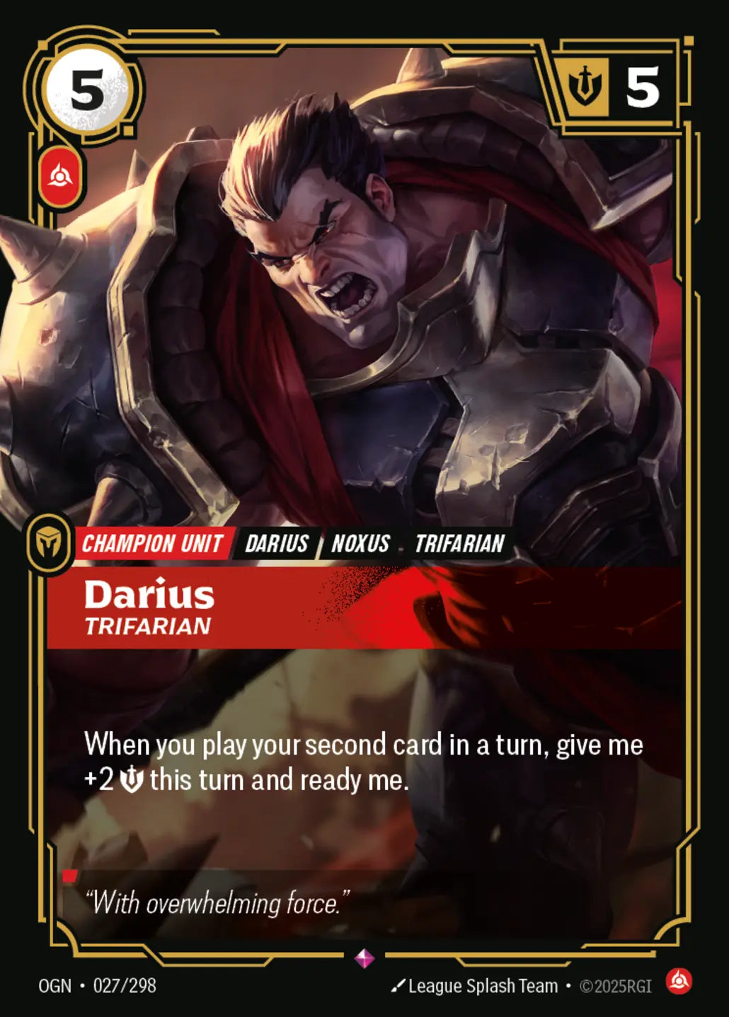 (027/298) Riftbound TCG Origins Single: Darius, Trifarian (V.1 - Rare) Holo Rare