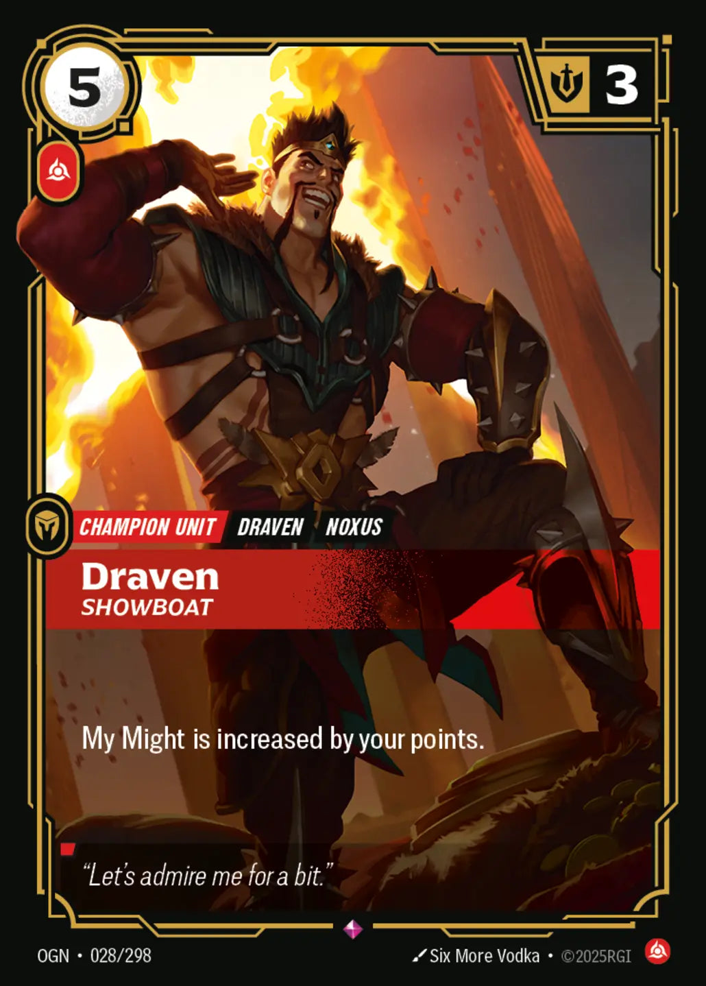 (028/298) Riftbound TCG Origins Single: Draven, Showboat Holo Rare