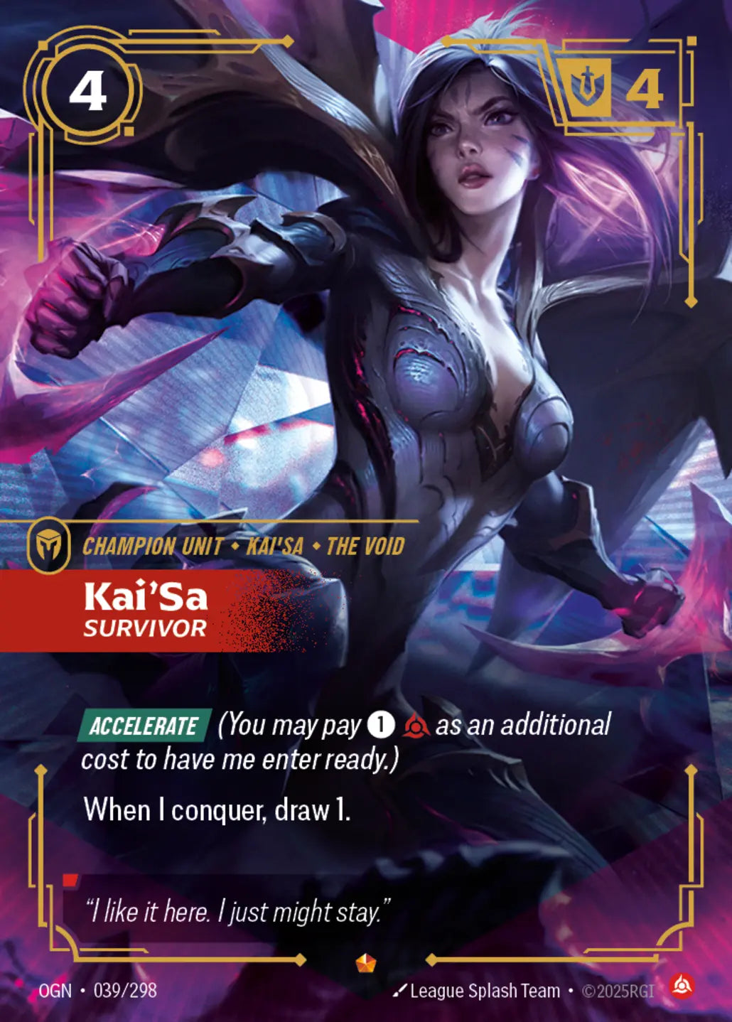 (039/298) Riftbound TCG Origins Single: Kai'Sa, Survivor (V.1 - Epic) Holo Epic