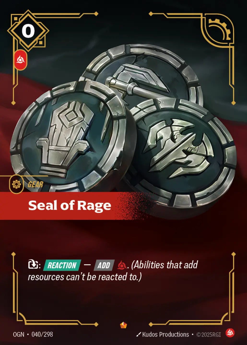 (040/298) Riftbound TCG Origins Single: Seal of Rage Holo Epic
