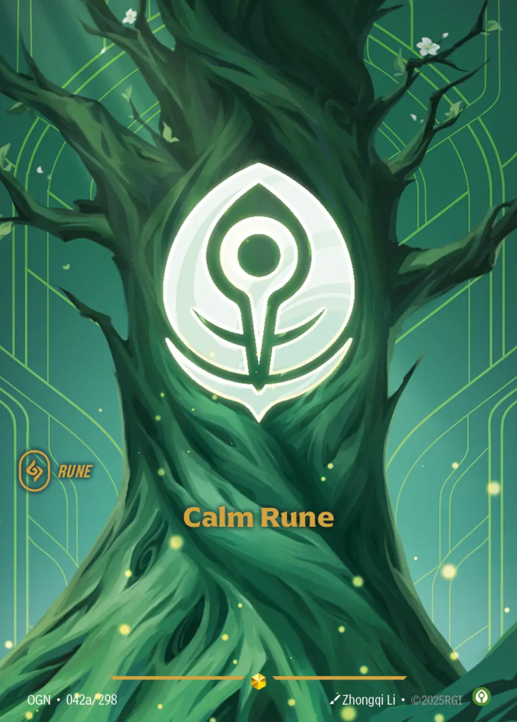 (R02a/221) Riftbound TCG Spiritforged Single: Calm Rune (V.2 - Showcase) Holo Showcase