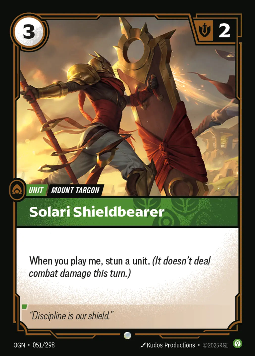 (051/298) Riftbound TCG Origins Single: Solari Shieldbearer Holo Common